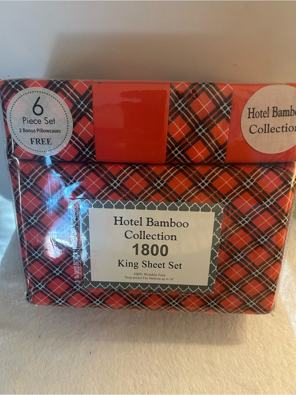 1800 King Sheet Set - Red Plaid